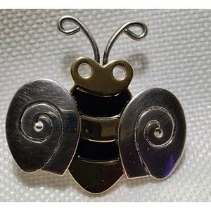 Vintage Brooch 2 In 1 Pendant Bee Insect Pin Costume Honey Bumble Bee 1.75"